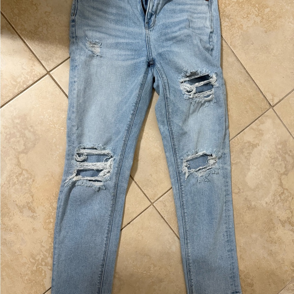 American Eagle Outfitters Blue Straight Leg Jeans Distressed